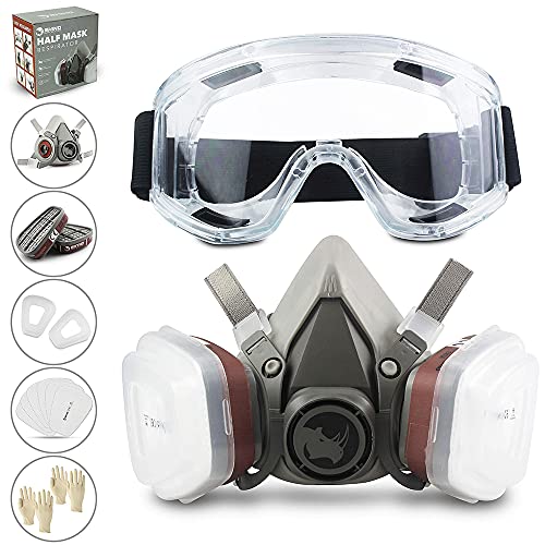 Gesichtsschutz (Halbseitig) RHINO Smart Solutions Anti-Staub Wiederverwendbar mit Brille,...