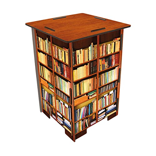 Werkhaus SH8244 Photohocker Motiv Bücherregal Hocker, Holz, bunt, 29.5 x 29.5 x 42 cm