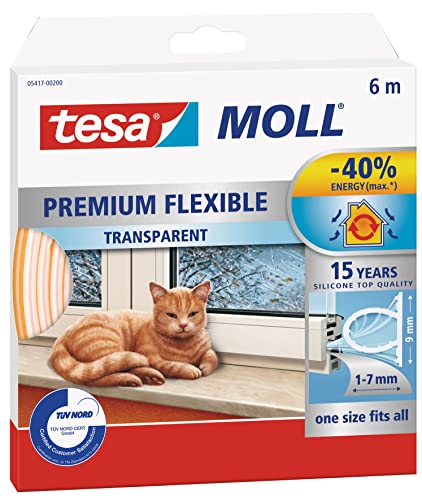 tesamoll Premium Flexible - Selbstklebende Silikondichtung zum Isolieren von Spalten an Fenstern und...
