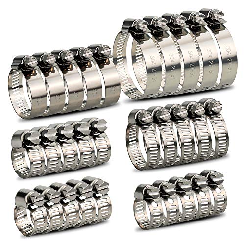 InduSKY 30 Stücke Schlauchschellen Set 6-51mm Einstellbare Edelstahl Schlauch Clips Rohrschellen...