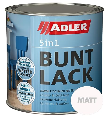 ADLER 5in1 Buntlack für Innen und Außen - 125ml- Wetterfester Lack und Grundierung für Holz,...