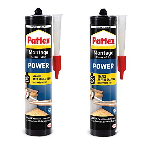 Pattex Montagekleber Power 740g, Baukleber mit starker Anfangshaftung, Kraftkleber für saugende...