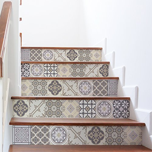 Ambiance Sticker col-stairs-ROS-A923_15x105cm_6Bänder Fliesenaufkleber Treppe, Vinyl Acryl, Feld,...