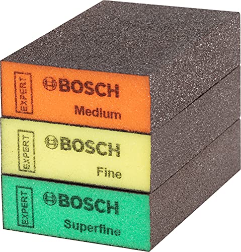 Bosch Professional 3x Expert S471 Standard Blöcke (Schleifschwamm für Weichholz, Farbe auf Holz,...