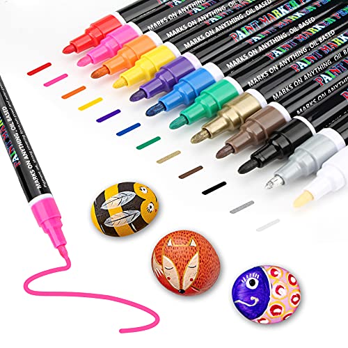 Goffii Steine Bemalen Stifte Lackstift Acrylstifte Wasserfest, 2mm Wasserfeste Stift...