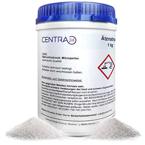 Centra24 Natriumhydroxid, Perlen, 1 KG in Dose, Ätznatron, Laugenperlen, Abbeizen, Lauge, Seife,...