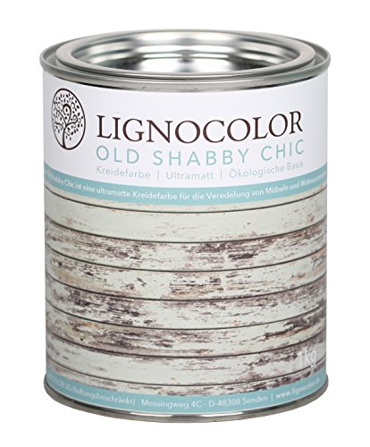 Lignocolor Kreidefarbe Shabby Chic Lack Landhaus Stil Vintage Look 1kg (Old Green)