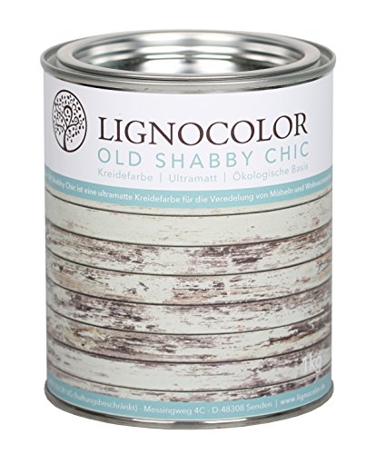 Lignocolor Kreidefarbe Shabby Chic Lack Landhaus Stil Vintage Look 1kg (Ice Blue)