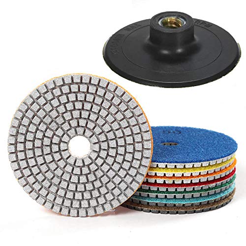 7 Stück 4 Inch Diamant Nass Polierscheibe Set mit Unterstützung Pad für Granit Stein Beton Marmor...