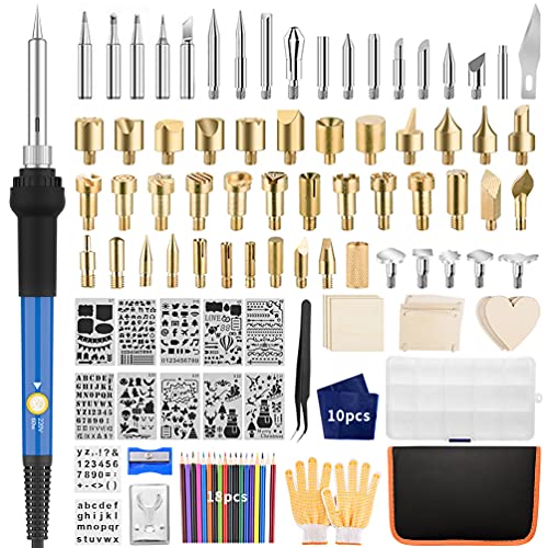 Brandmalerei Lötkolben Set 113PCS Lötset - Brandmalerei Brandmalkolben Set 60W Einstellbare...