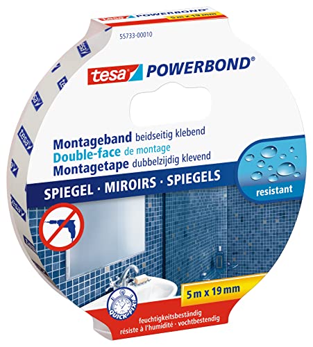 tesa Powerbond MIRROR - Doppelseitiges Montageband zur Fixierung von Spiegeln -...