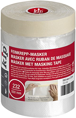 Kip Tape 232-54 Feinkrepp-Masker – Abdeckfolie mit Kreppband zum Streichen & Lackieren – Schutz...