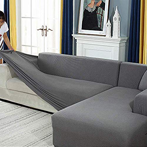 Sofabezug, Eck Stretch-Sofabezug Stretch Sofabezug für 1/2/3/4 Sitzer（L-förmiges Ecksofa...