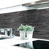 Küchenrückwand Steinwand Dunkel Premium Hart-PVC 0,4 mm selbstklebend - Direkt auf die Fliesen,...