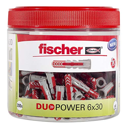 fischer DUOPOWER 6 x 30, handliche Runddose mit 200 Universaldübeln, leistungsstarker...