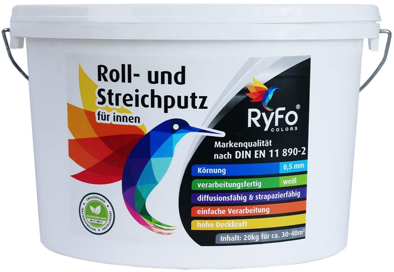 RyFo Colors Roll- und Streichputz für innen 20kg (Größe wählbar) - Rollputz für den...