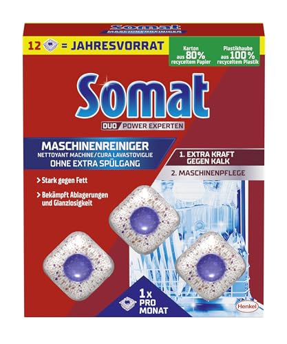 Somat Maschinenreiniger Tabs Anti-Kalk (12 WL), Spülmaschinenreiniger für monatlichen Gebrauch,...