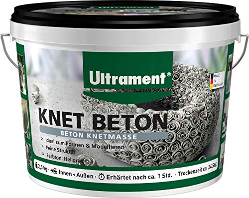 Ultrament Knet-Beton 2,5 kg, Kreativbeton, Beton Knetmasse, Ideal zum Formen und Modellieren,...