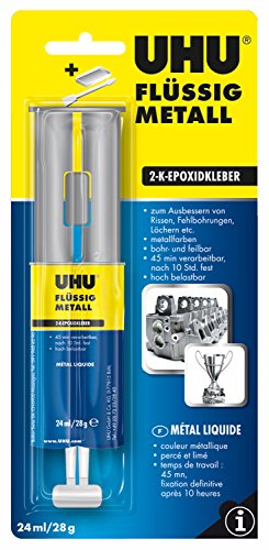 UHU 2-Komponentenkleber Flüssig Metall, Metallfarbener 2K-Klebstoff in einer praktischen...