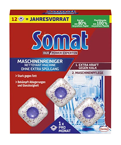 Somat Maschinenreiniger Tabs Anti-Kalk (12 WL), Spülmaschinenreiniger für monatlichen Gebrauch,...