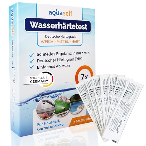 Wasserhärte Teststreifen – 7 Stück – Deutscher Härtebereich °dH – Wasserhärte messen in...