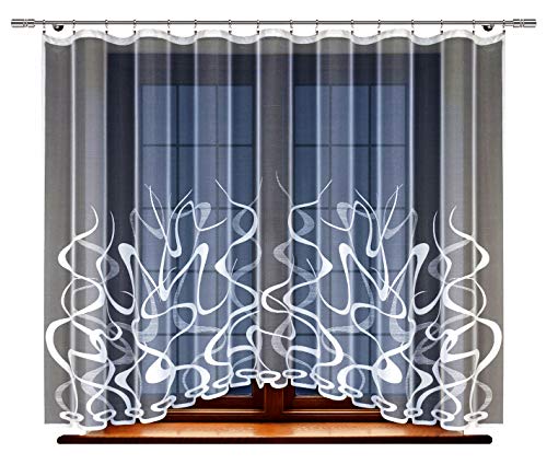 HAFT® Gardine; Store; Vorhang transparent, elegant weiß, Kräuselband (160 x 400 cm)