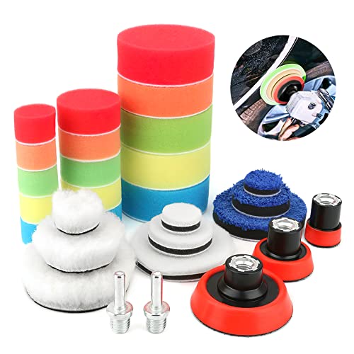 BestCool Polierschwamm für Auto, 29pcs Polierpad Set Wolle Polierset Polierteller für...