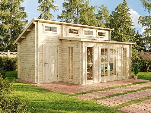 Alpholz Gartenhaus Lausitz-40 aus Massiv-Holz | Gerätehaus mit 40 mm Wandstärke | Garten Holzhaus...