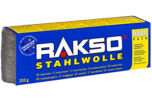 RAKSO Stahlwolle extrafein 0000-200g, 1 Banderole, poliert gewachstes Holz, Kupfer, Messing,...