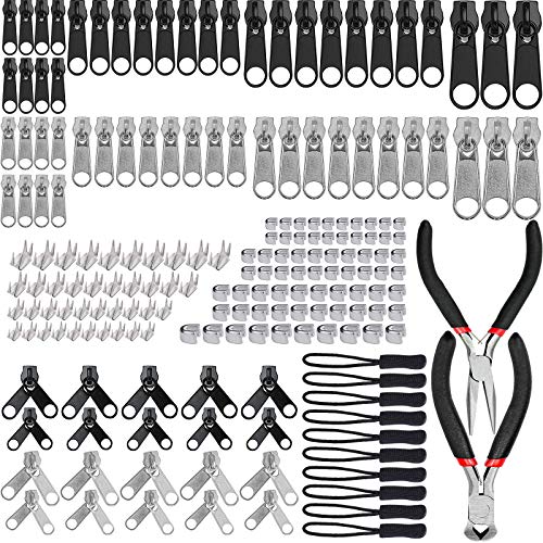 194Pcs Ersatz Reißverschluss Reparatur Set, Ersatzteile Zipper mit Zange, Reißverschluss Schiebern...