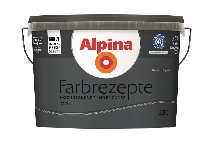 Alpina Wandfarbe, Farbrezepte 2,5 Liter Dunkle Eleganz Matt, hochdeckende Farbe