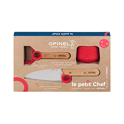 Opinel Le petit Chef - Kinder Kochmesser Set - 3 teilig - Kochmesser - Fingerschutz - Sparschäler -...