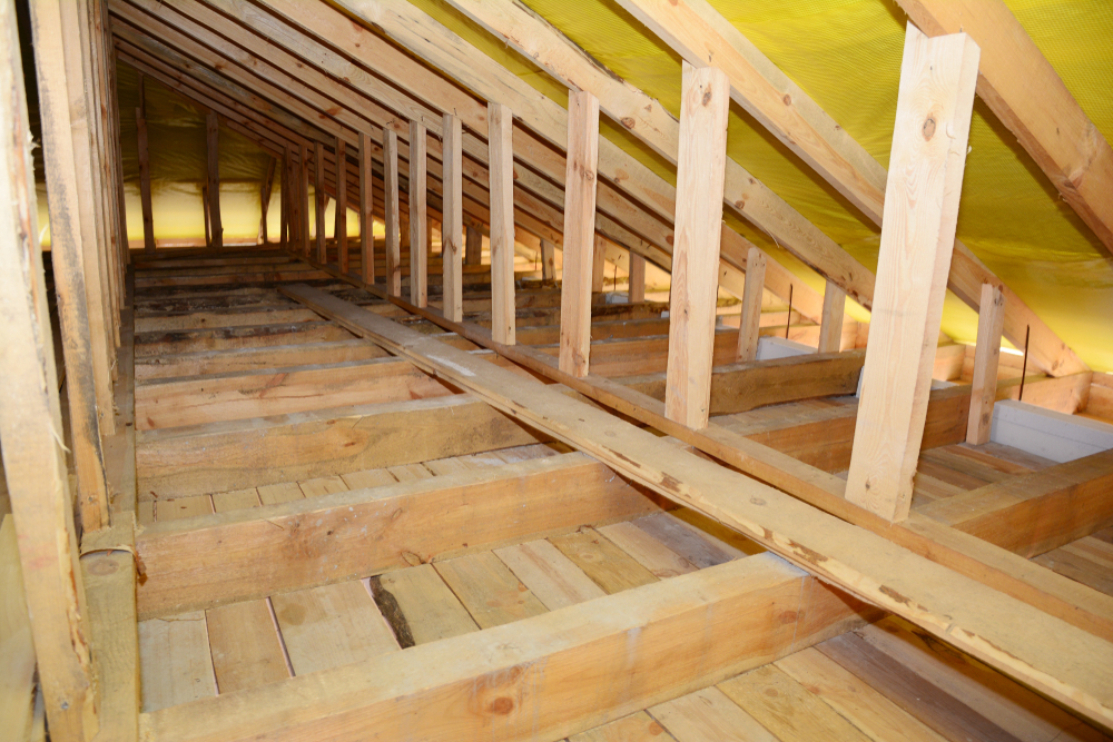 Dachboden » Fußbodenaufbau auf der Holzbalkendecke